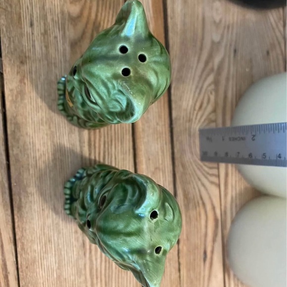 Set of 2 Vintage From Japan Green Cat Salt and Pepper Shakers|Collectible|Kitsch - Picture 5 of 6